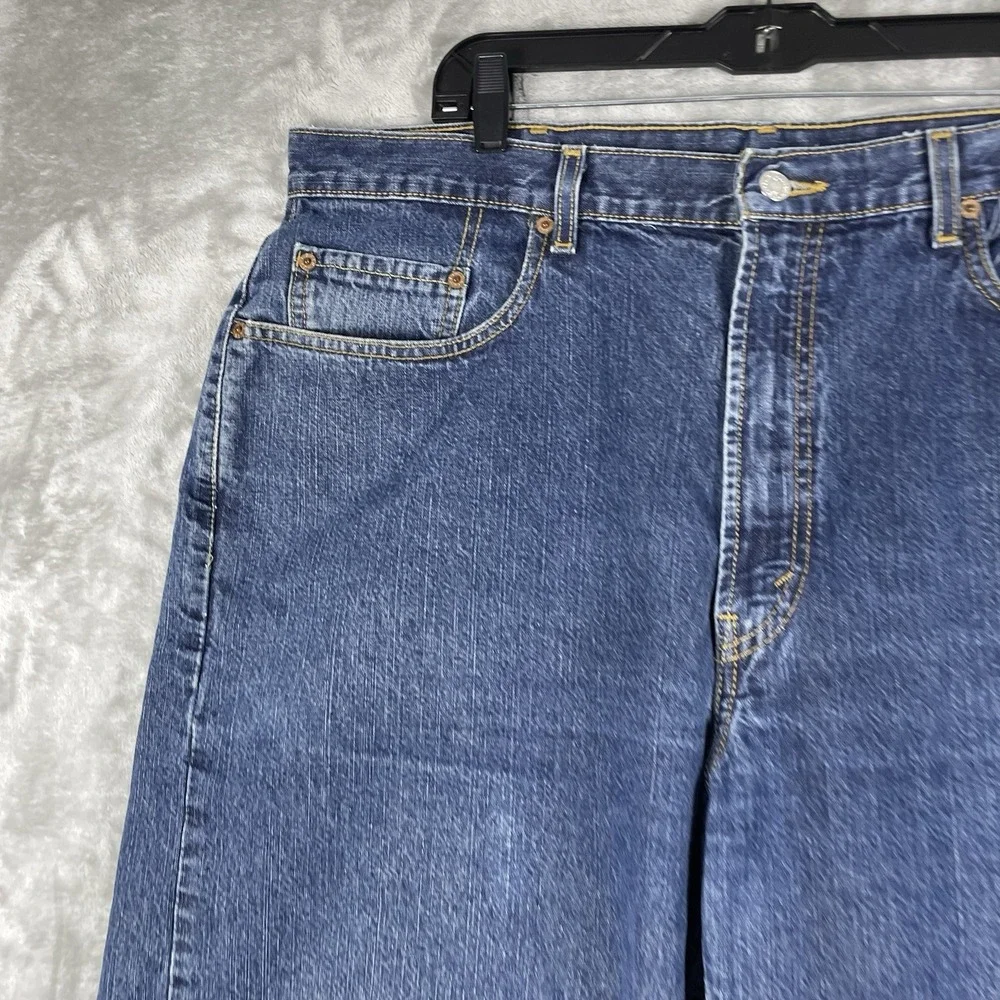 Vtg Y2K Levis 569 Denim Jean Shorts Mens 38x11 Jorts Worn-in Faded Distressed